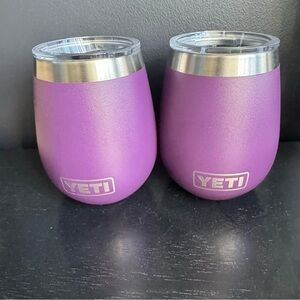 Pair of Yeti Rambler Wine Tumbler Rambler Dark Purple Eggplant Color with Lids